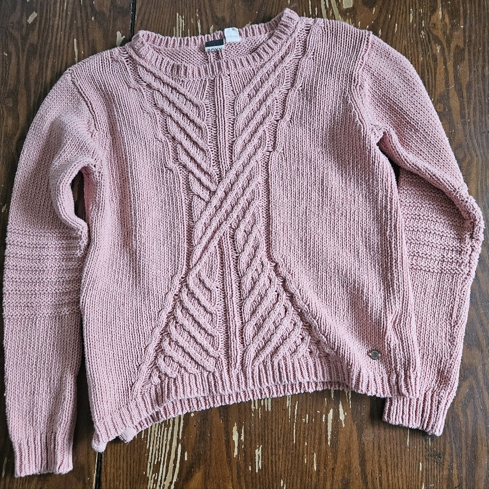 Roxy Light Pink Cable Knit Sweater